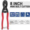Workpro 8-inch Mini Bolt Cutter With Recess And Spring Cr-v Steel