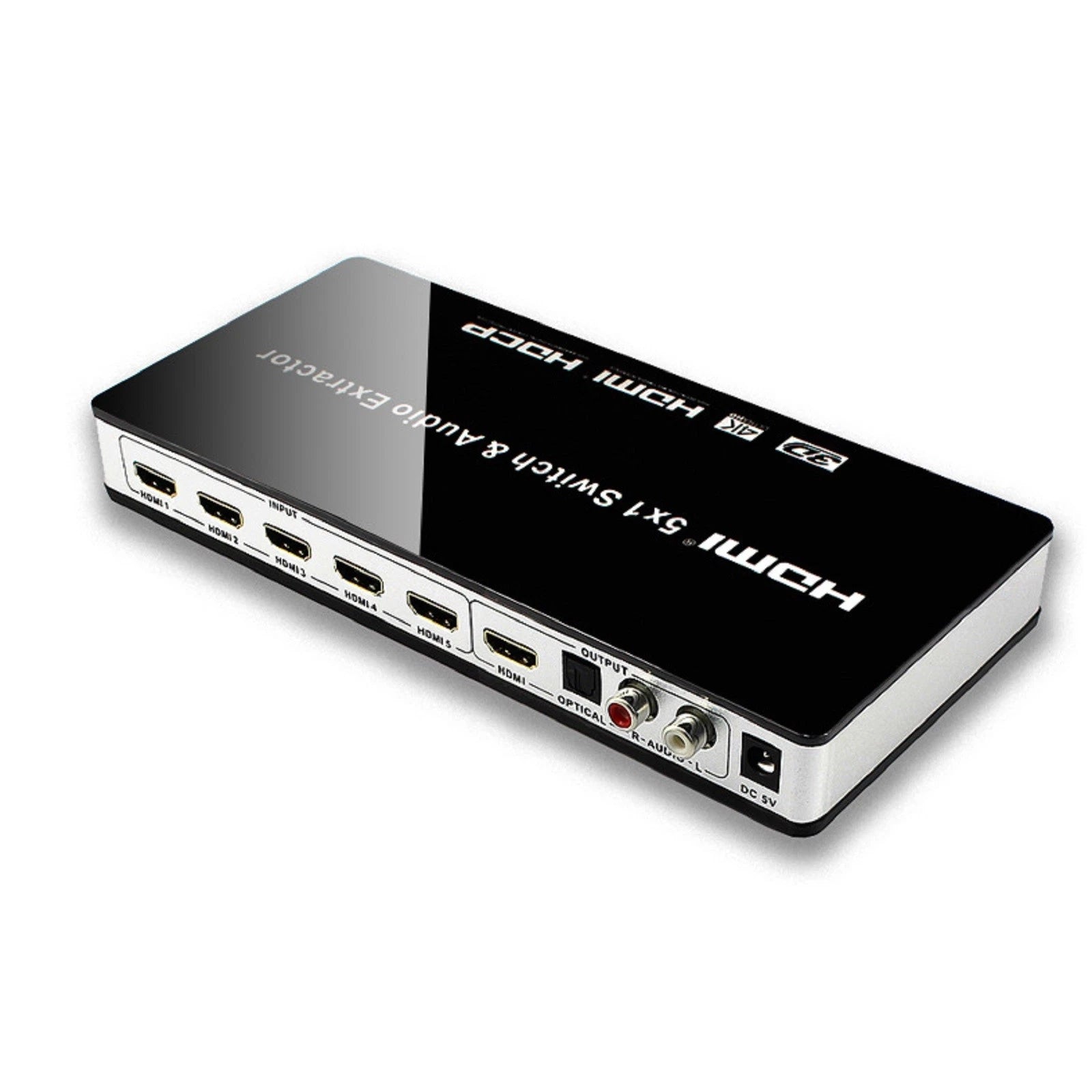 Hdmi Switch 5 In 1 Out Port Switcher W/ Remote | Built Supply Co