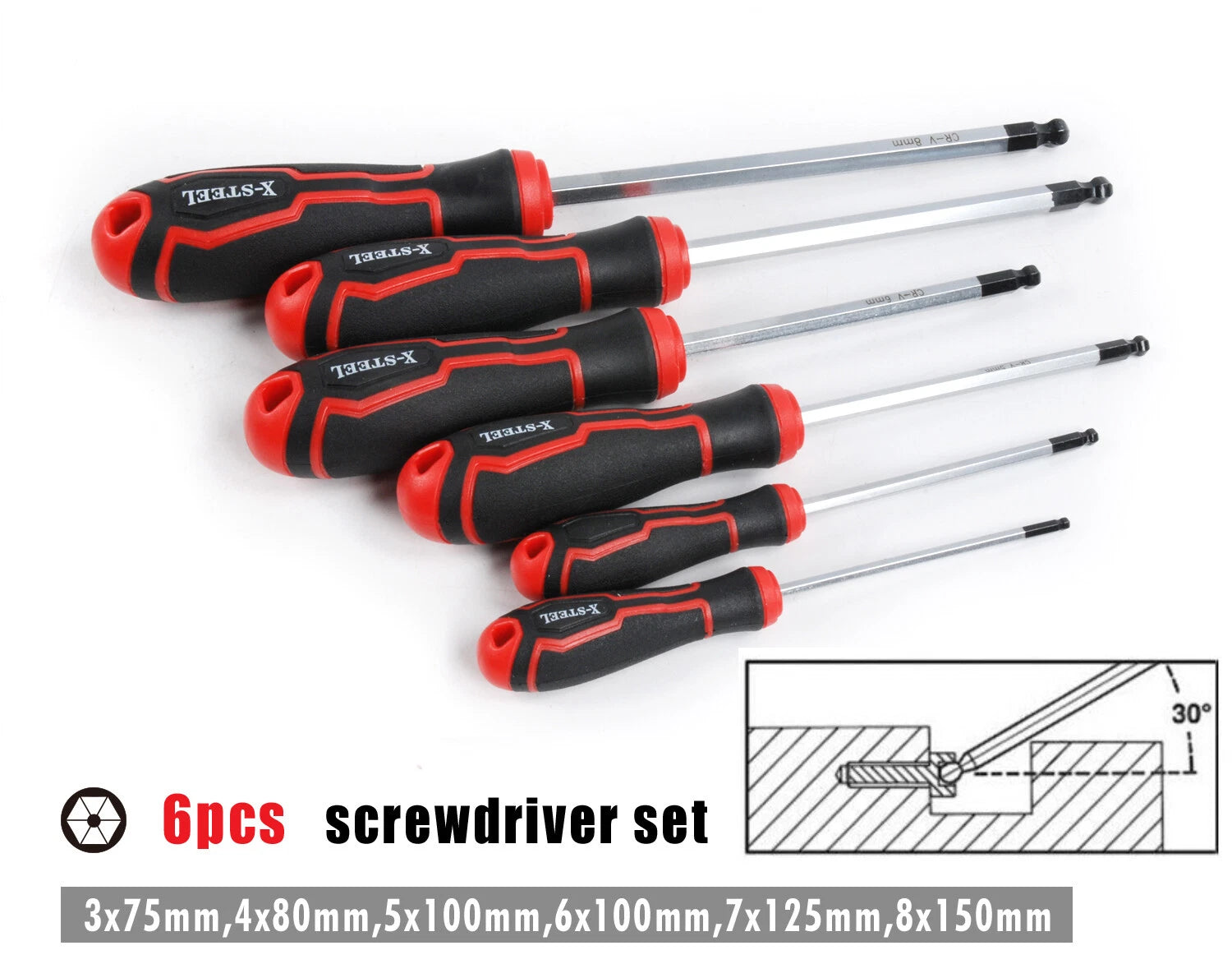 Expert Cr-v Hex Allen Key Wrench Ball End Screwdriver Set: