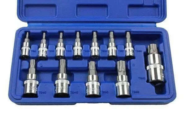 US Pro Tools 12pc Tamper Torx Plus Bit Socket Set T8 - T60