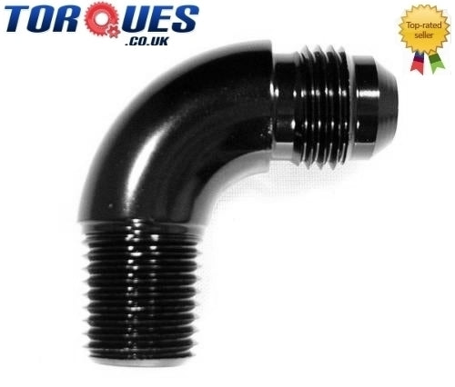 AN -6 (AN6) to 1/4" NPT 90 Degree Swept Adapter Black