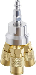 1/4" NPT 3-Way Air Manifold 1/4 Inch Air Splitter 3Pcs Brass Couplers