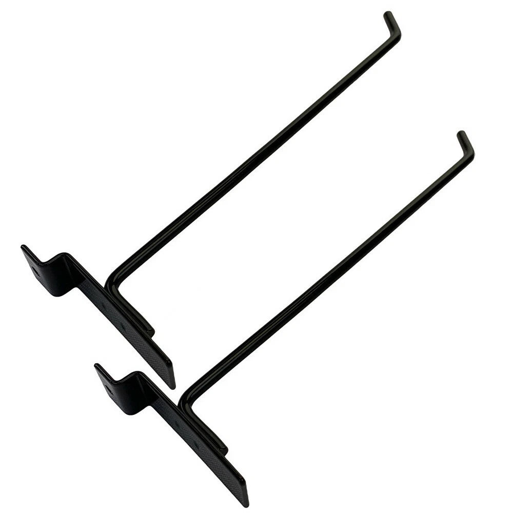 12" Slatwall Hook Panel Display Hooks, 1/4" Thickness Metal, Black -