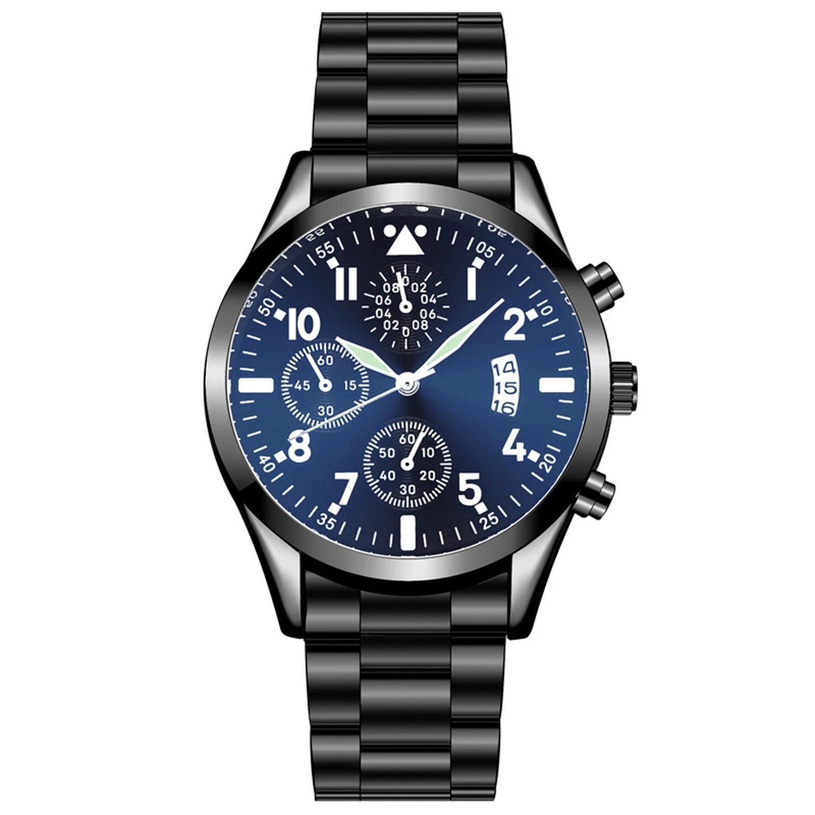 Classic Men's Fashion Calendar Quartz Watch Stainless Steel Band