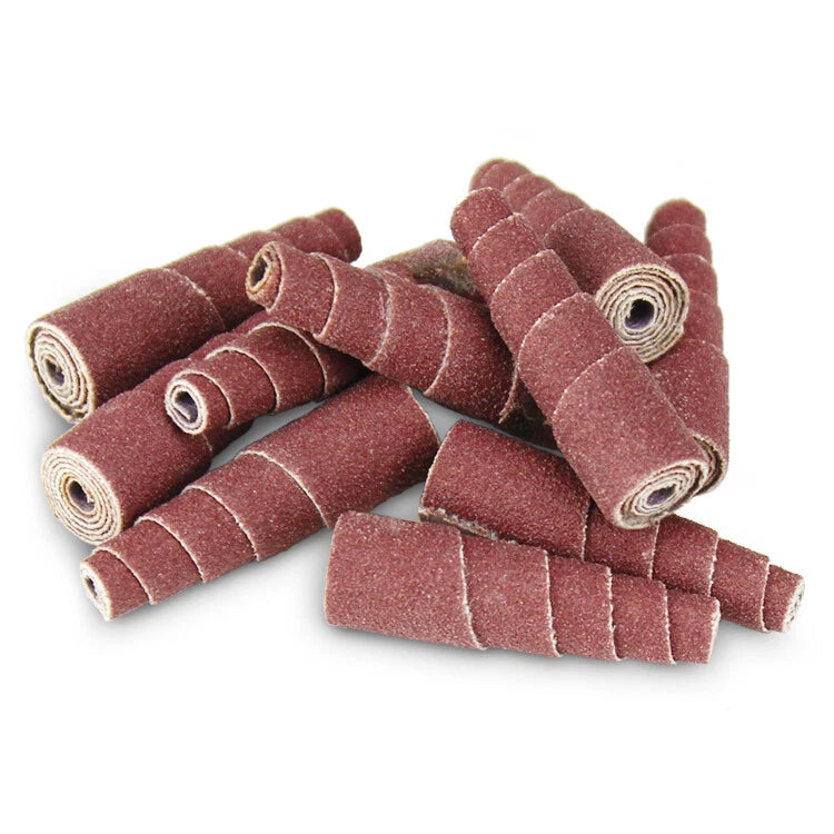 1/2" x 1.5" x 1/8" Aluminum Oxide Abrasive Cartridge Roll, Full Taper - 10 Pack
