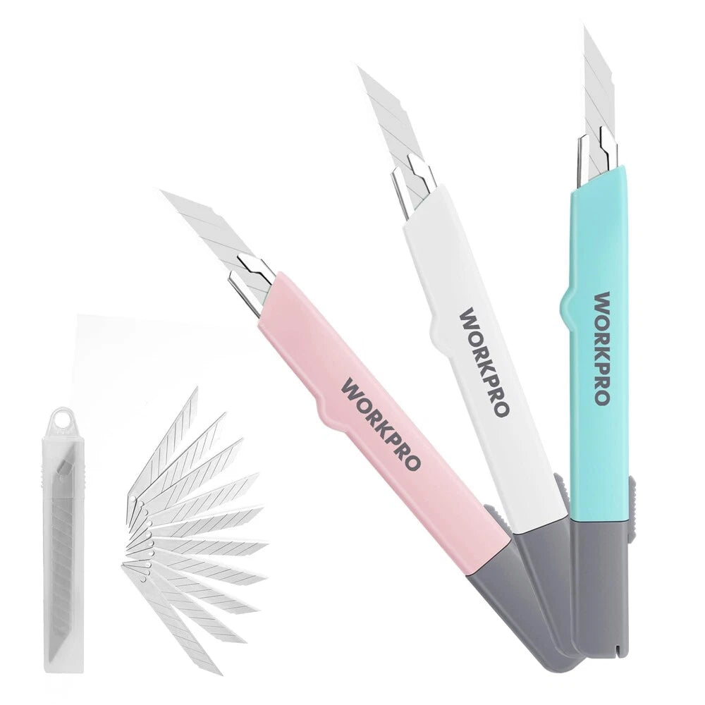 Workpro Utility Knife Sets Retractable Snap-off Blade Heavy Duty Box