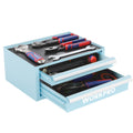 WORKPRO 12.5" Mini Tool Box Small Metal Tool Chest w/2 Drawer 1 Open Top Storage