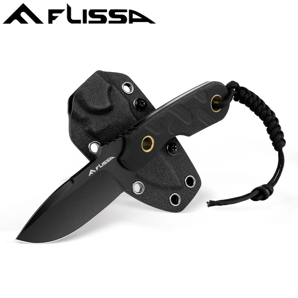 Flissa Fixed Blade Knife 7inch Full Tang Hunting Knife W/kydex Sheath