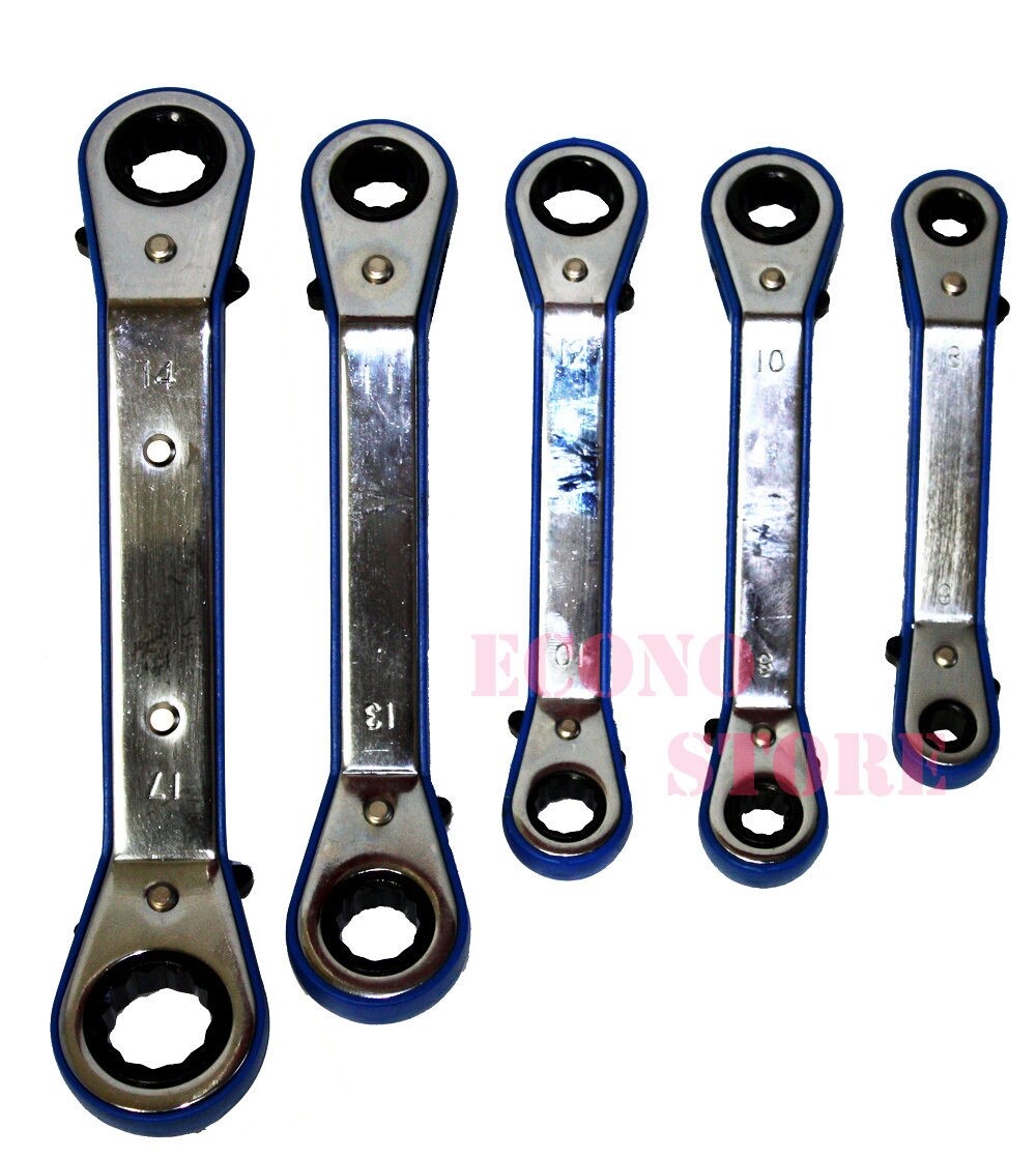 5pcs Metric Offset Ratchet Ring Spanner Wrench Set 6–17mm by Unbranded