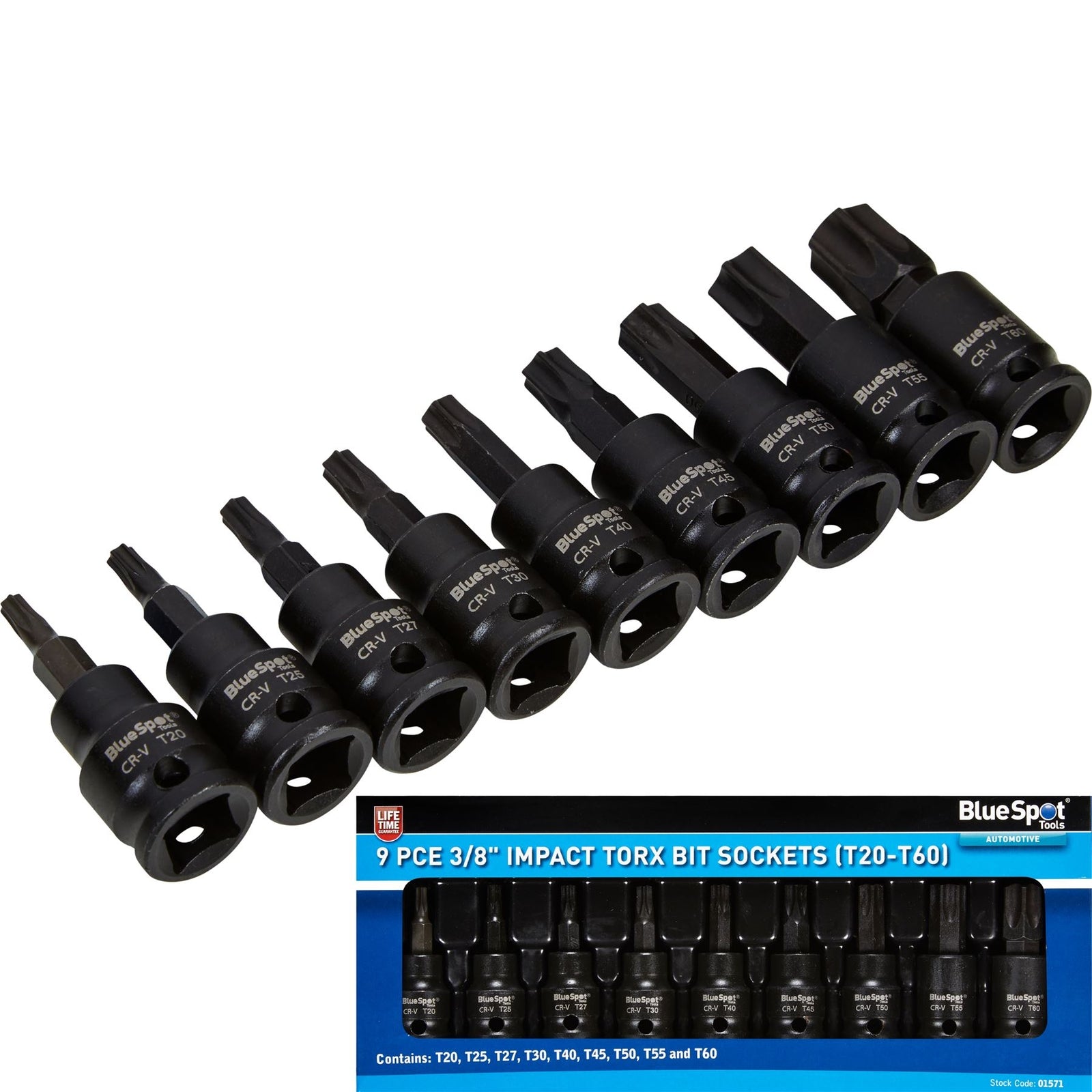 BlueSpot Impact Key Torx 3/8" Drive Bit Socket Set by BlueSpot