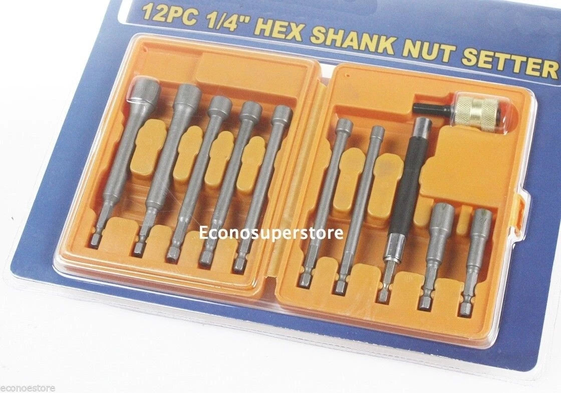 1/4" Hex Shank Nut Setter Screw Finder Quick Disconnect Coupler Set