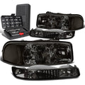 For 1999-2007 Gmc Sierra Smoked Clear Signal Headlights+bum<wbr/>per
