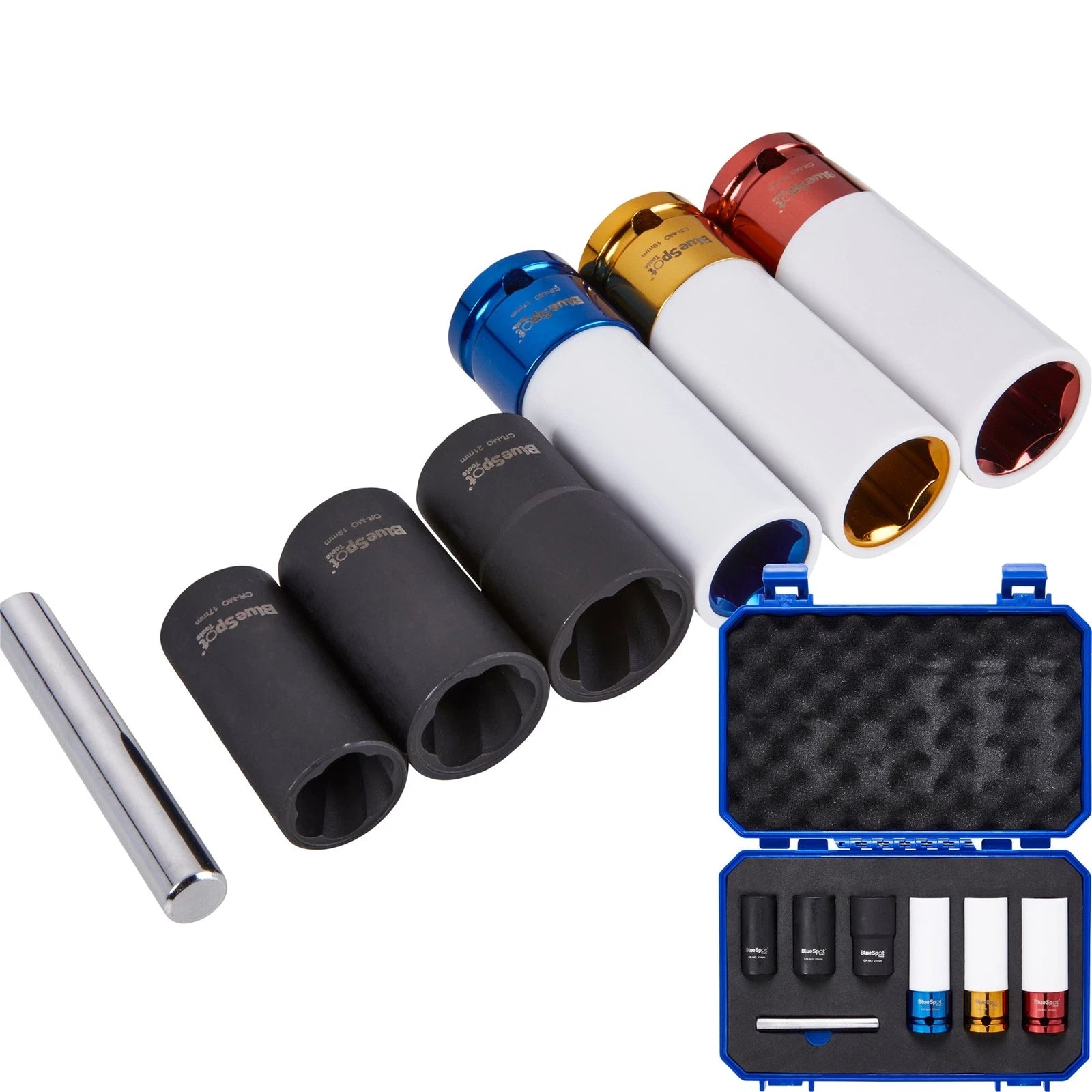 Bluespot Alloy Wheel Nut Impact Remover Stud Extractor Socket Set