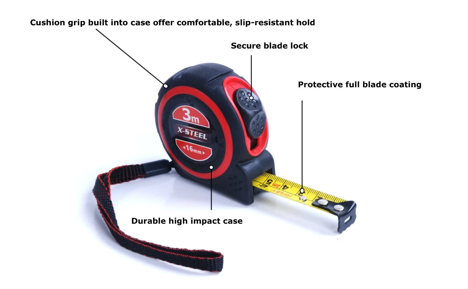 12pc-Pk Professional Dual Scale Retractable Measuring Tape Measure 3m/10ftx16mm