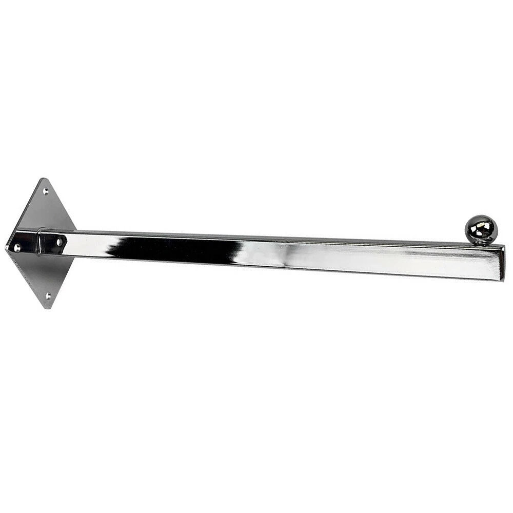 12" Long Chrome 1 Ball Wall Mount Waterfall Square Tube Faceout Hook