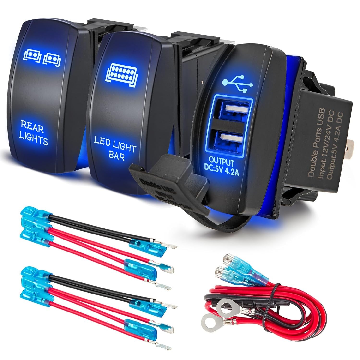 LED Rocker Switch, 3 Pack 12A/20A 24V/10A LED Light Bar & Rear Light &