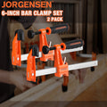 Jorgensen 2-Packs 6" Bar Clamp Set Steel F Clamp Light Duty 300 lbs