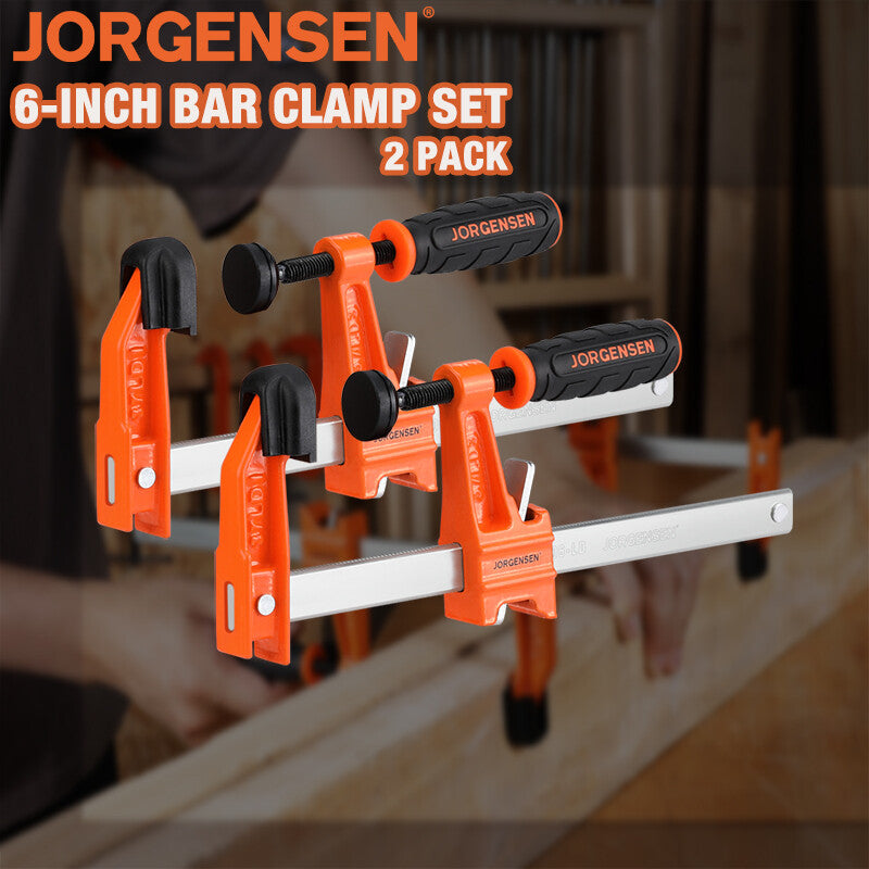 Jorgensen 2-Packs 6" Bar Clamp Set Steel F Clamp Light Duty 300 lbs
