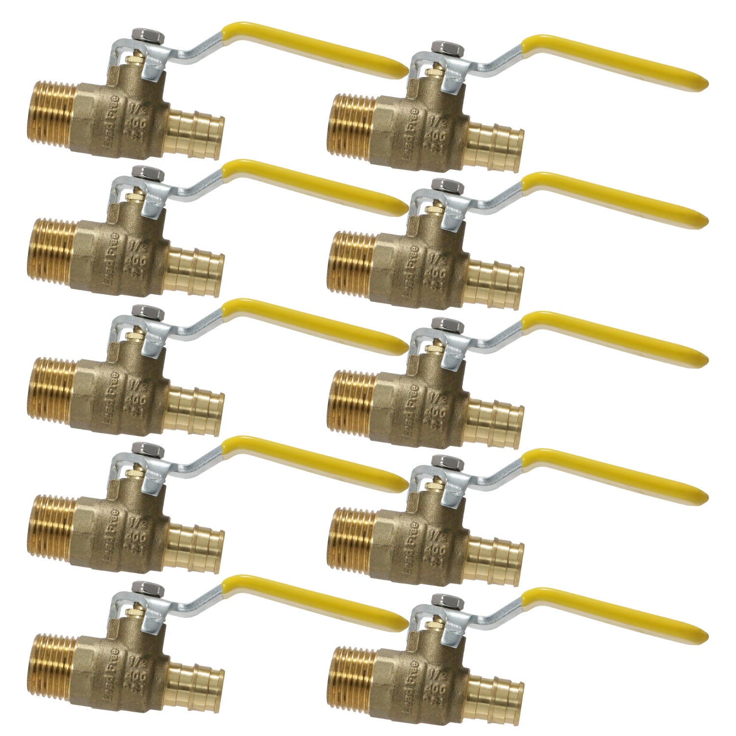 10 Pack XFITTING 1/2" Pex A x 1/2" Male NPT Ball Valve,