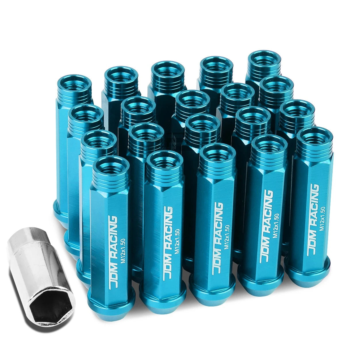 20 Open End M12x1.5 90mm Tall 25mm Od Sky Blue | Built Supply Co