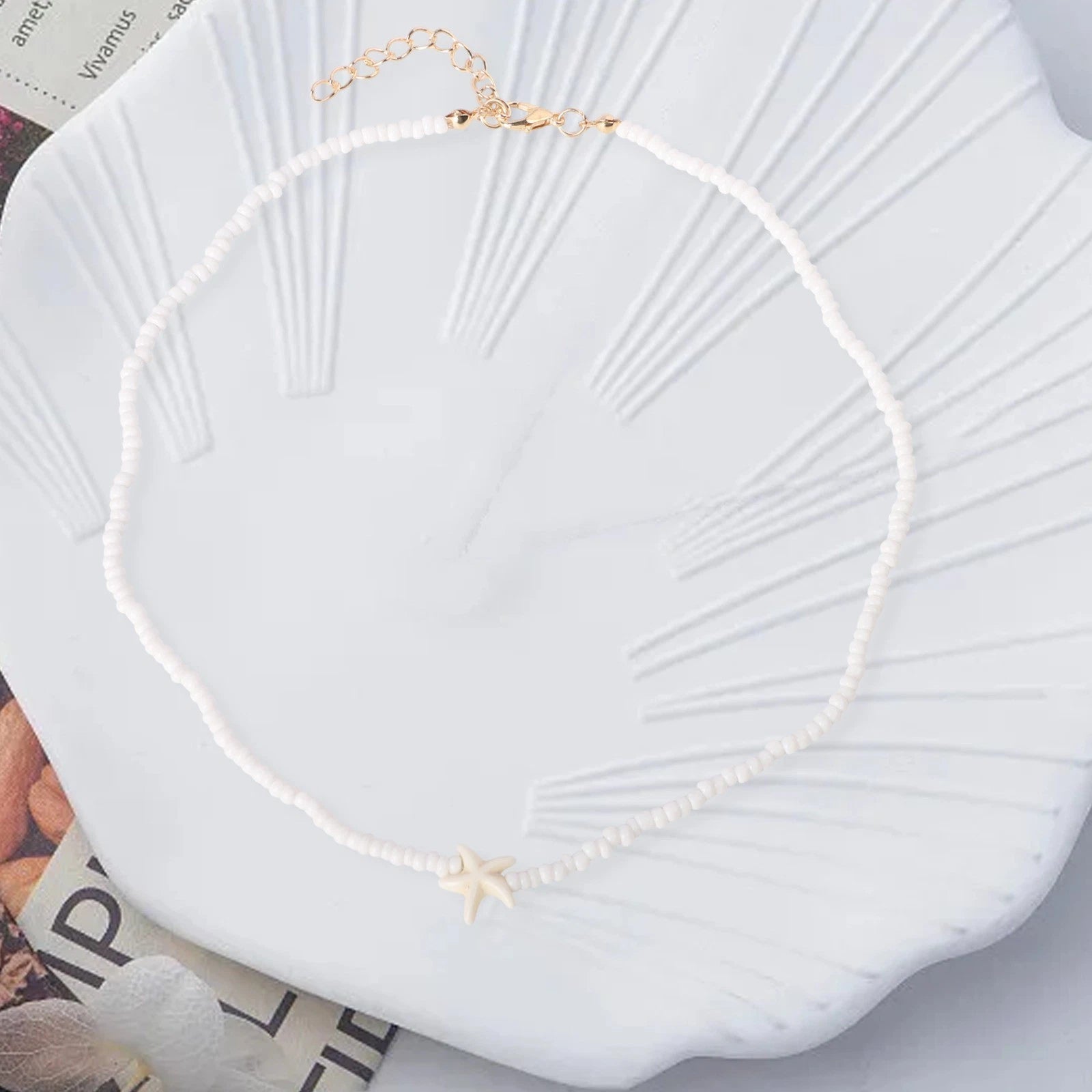 Artisan Pearl Necklace With Bead Chain And Charming Starfish For