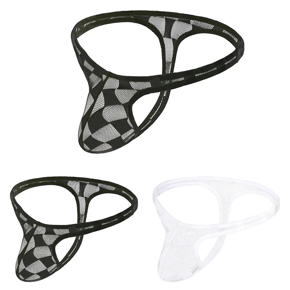 Mens For Ultra Thin Plaid Underwear Low Waist Thongs Briefs With