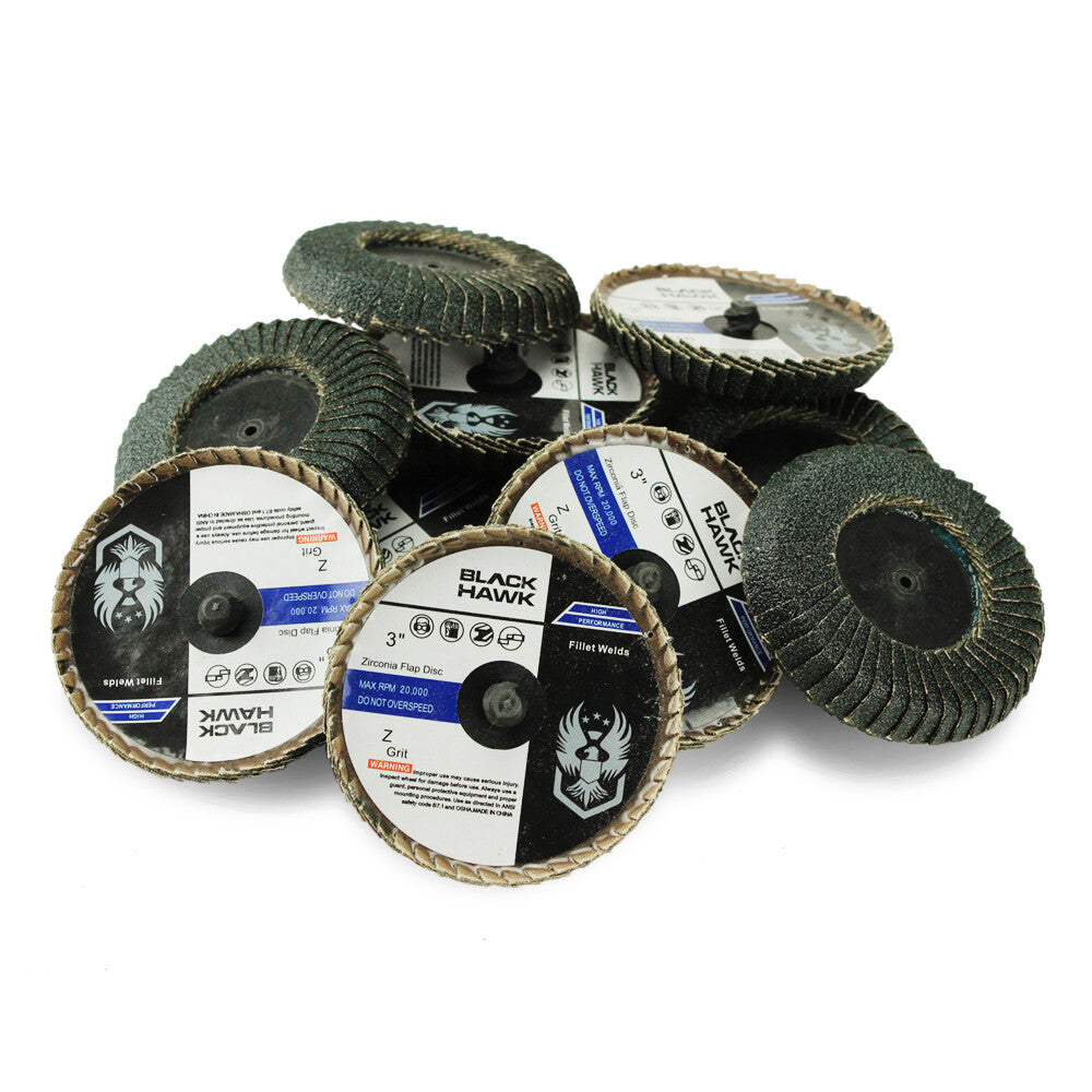 10 Pack - 3" Quick Change Zirconia Curved Edge Fillet Weld Flap Disc