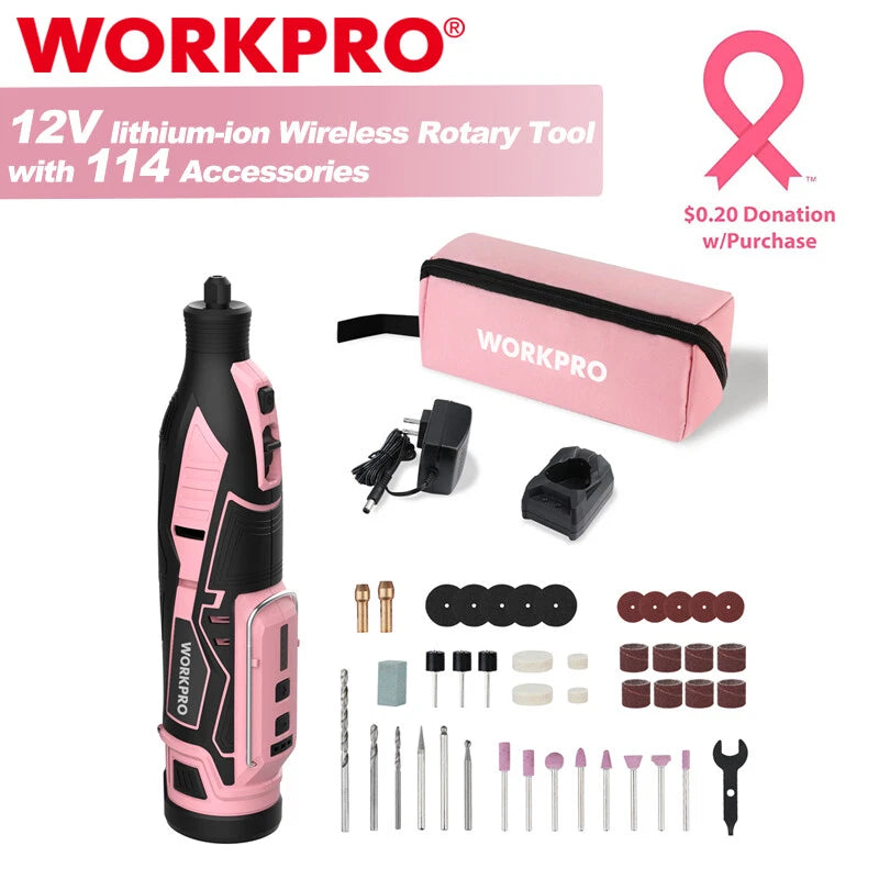 Workpro 12V Cordless Rotary Tool Kit 5 Variable Speeds Engraver