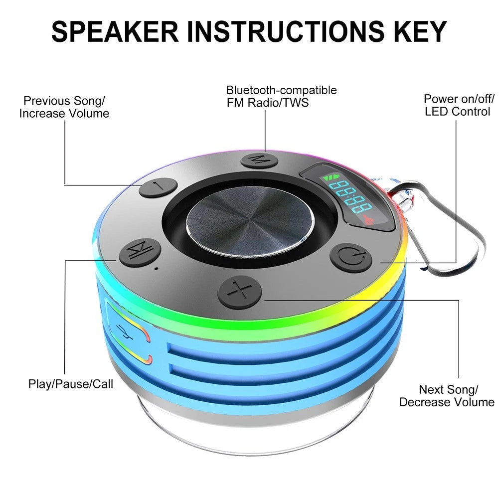 Suction Mount Portable Shower Speaker Supporting Hands Free Calling
