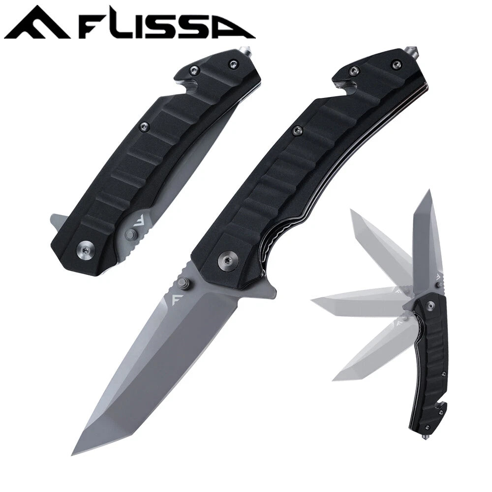 Flissa Folding Pocket Knife 4.75" Tactical Knife Tanto Point Blade
