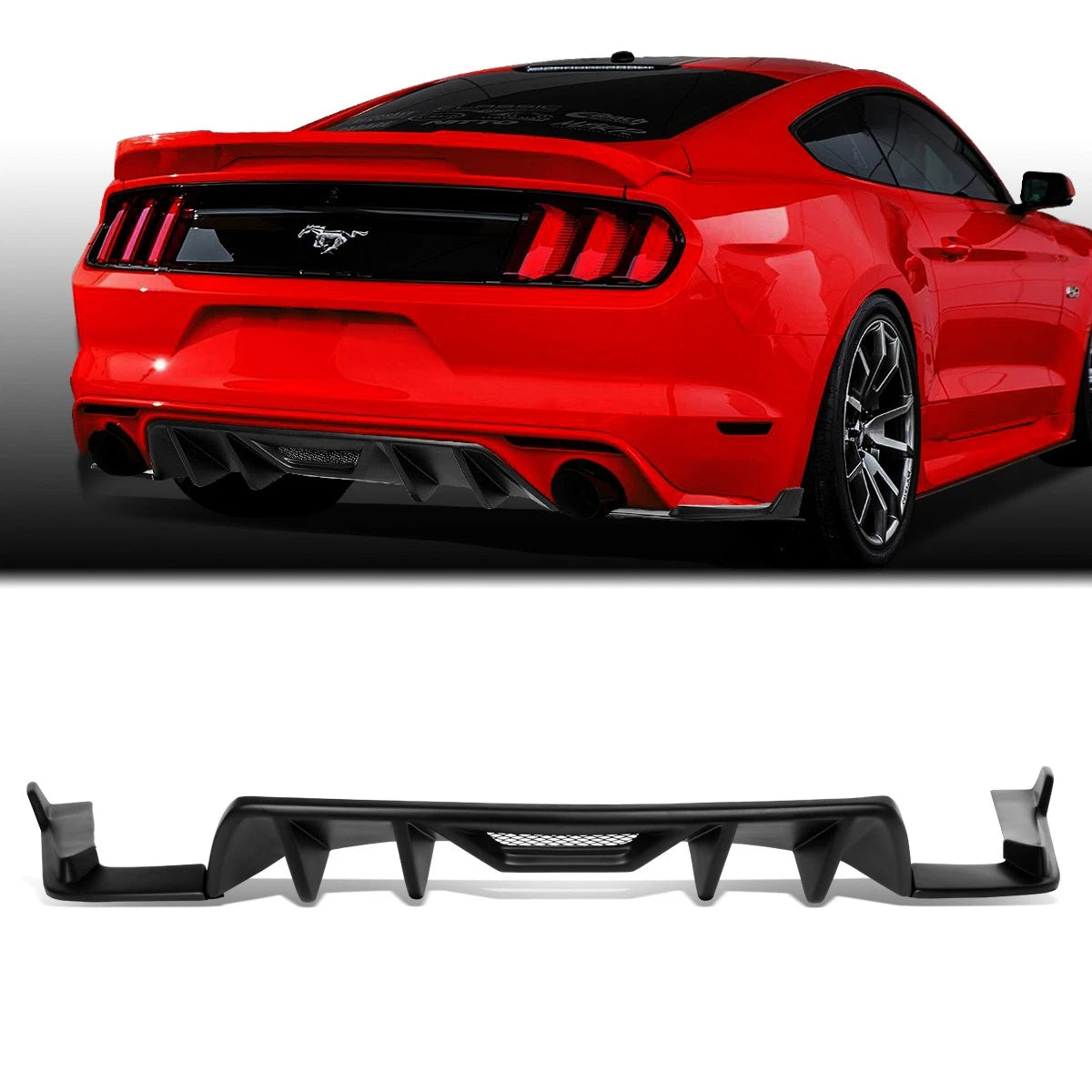 Fit 2015-2017 Ford Mustang Abs Quad Fin Rear | Built Supply Co