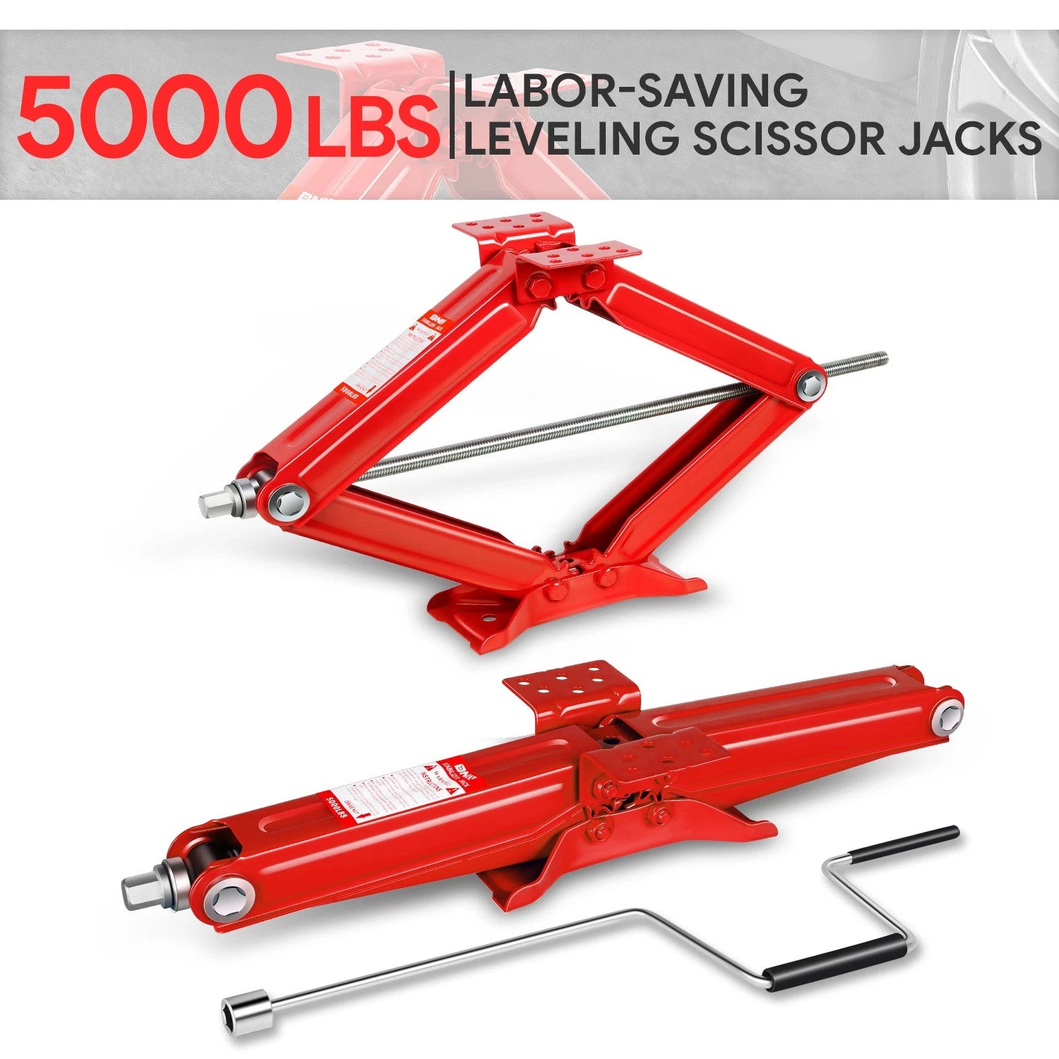 2.5 Ton 24" Rv Camper Stabilizer Leveling Scissor Jacks W/ Crank