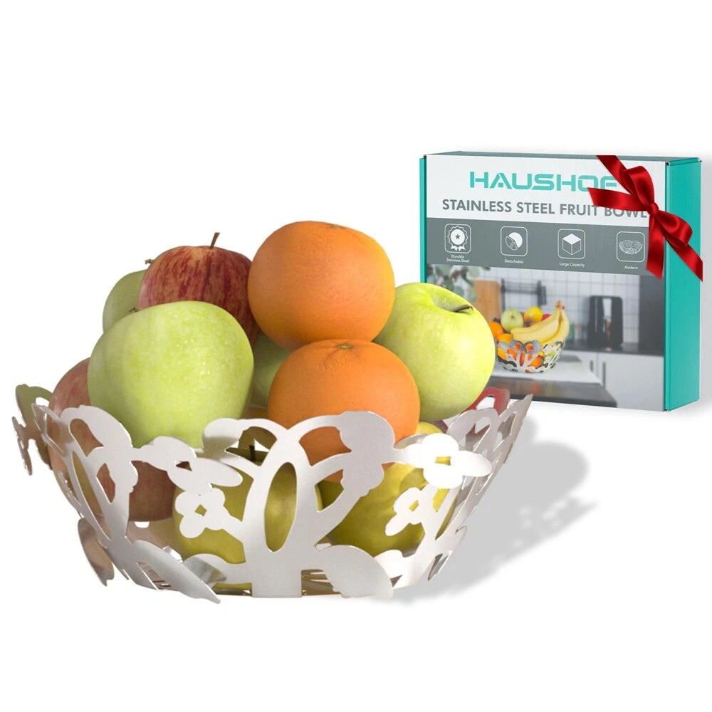 HAUSHOF Large Stainless Steel Fruit Bowl Metal Fruit Basket for Kitchen Storages