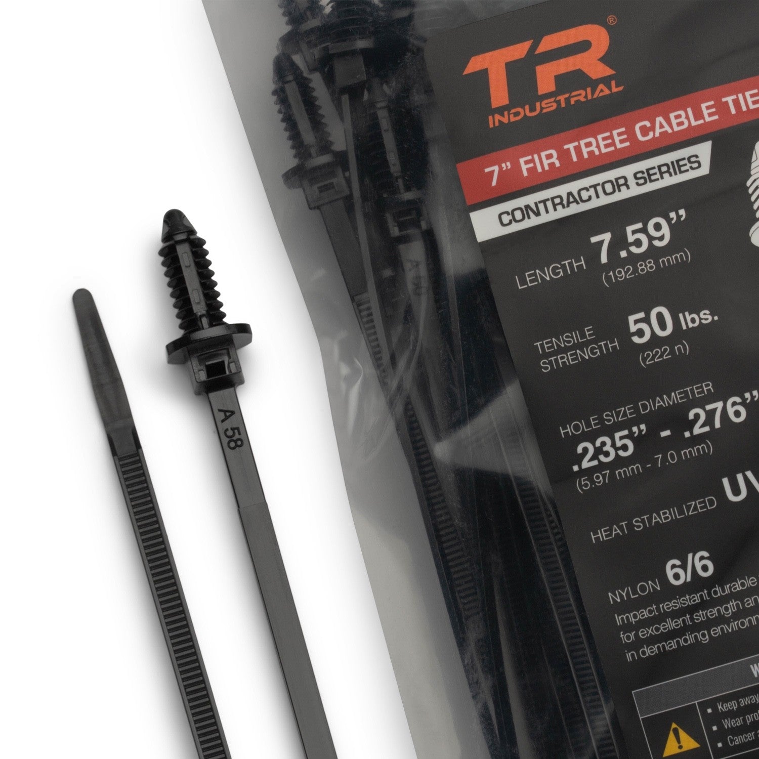 TR Industrial Contractor Series Fir Tree Heat-Stabilized UV Black Cable Ties - 7" by TR Industrial