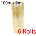 6 Rolls 2" Packing Carton Sealing Tape 100 Meter (110 Yards)