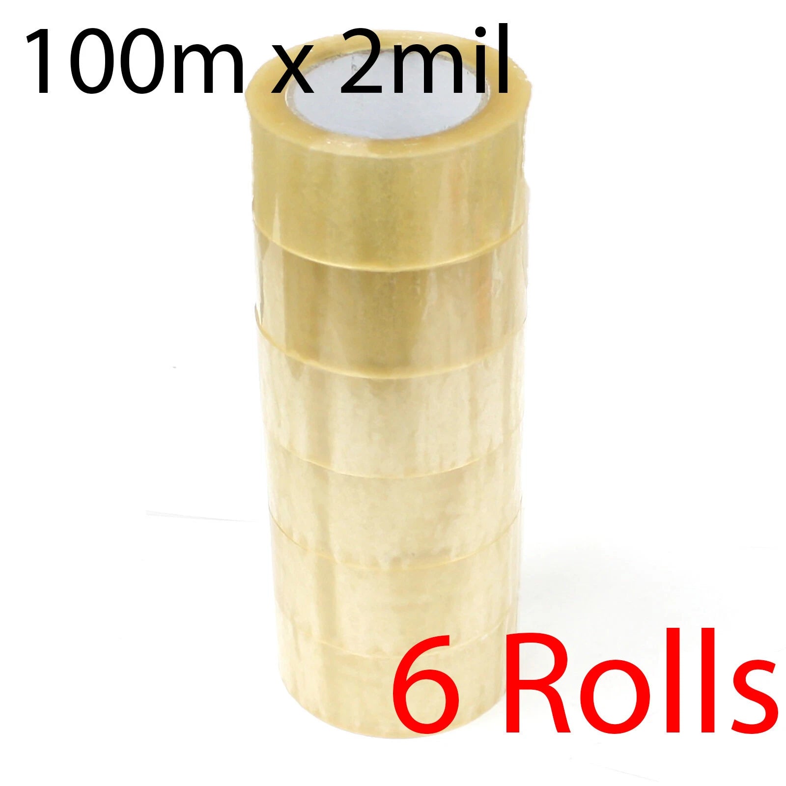 6 Rolls 2" Packing Carton Sealing Tape 100 Meter (110 Yards)