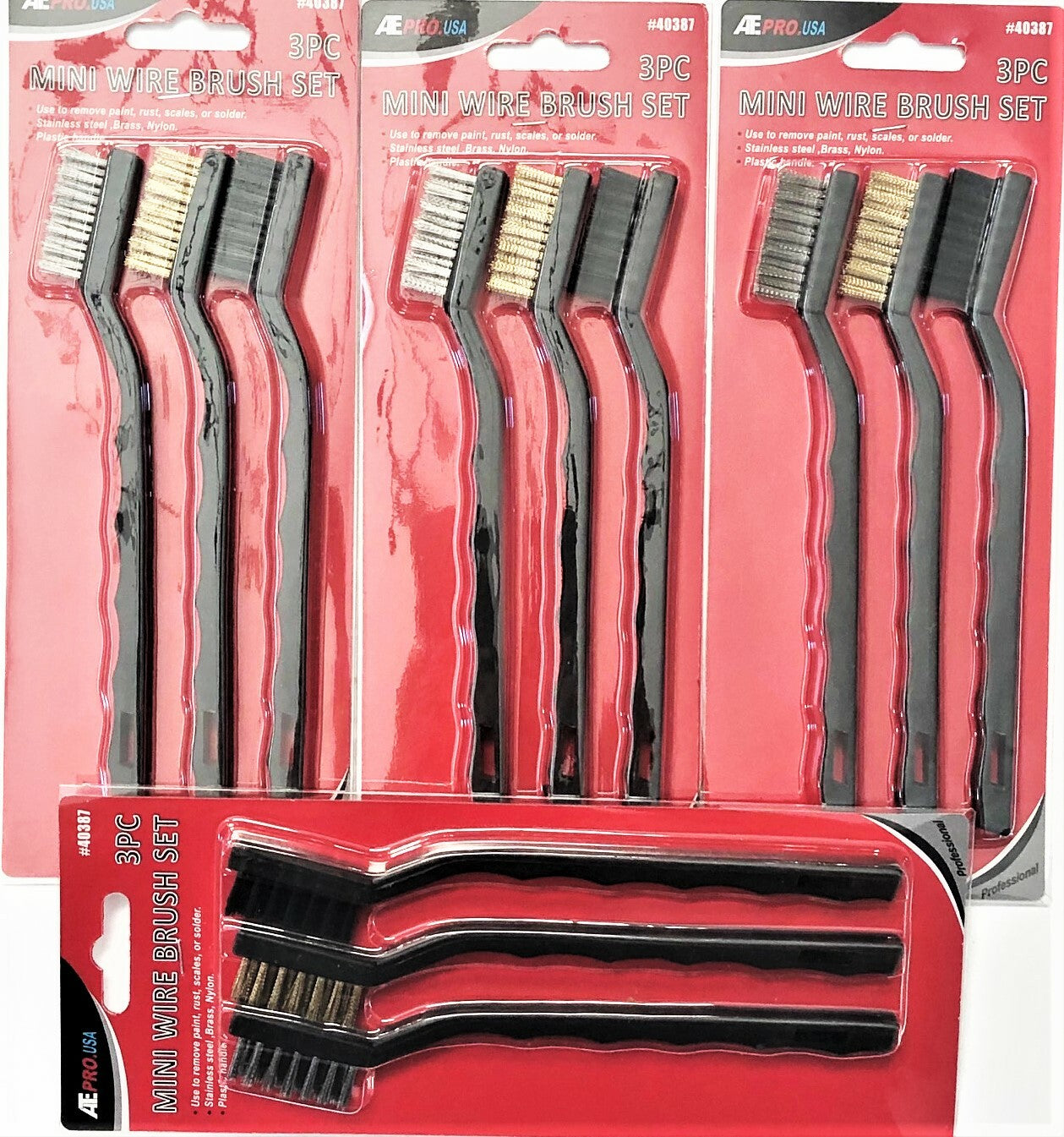ATE Pro 7" Stainless Steel Brass Nylon Wire Brush - Tooth Scratch Brushes by ATE Pro