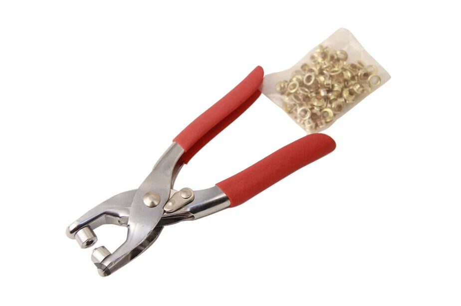 Grommet Eyelet Setter with 100pc Belt Grommets &amp; Penta-claw Button