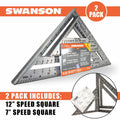 Speed Square Swanson 7 & 12" Aluminium Twin Pack With Blue Book No Glare SW1201K