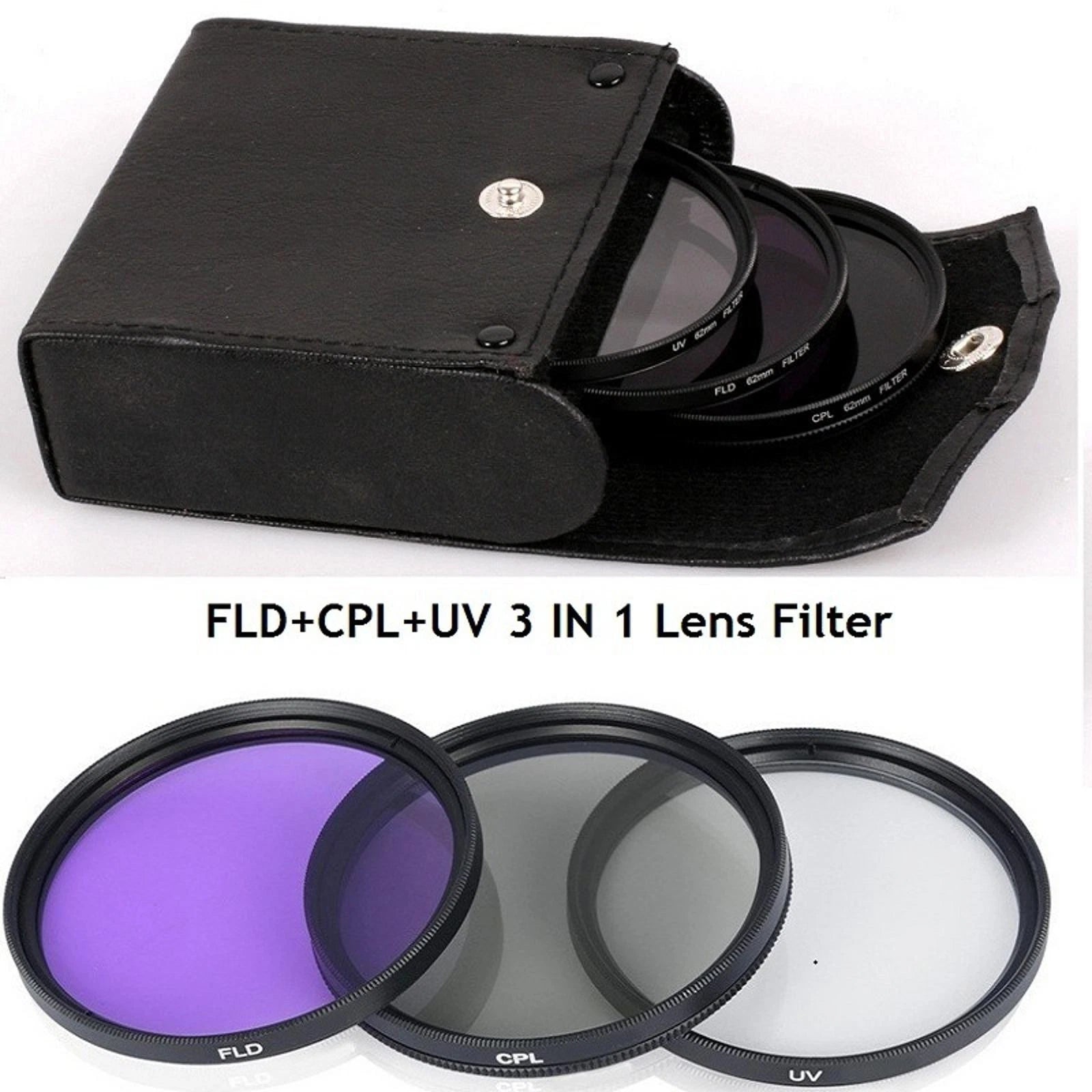 49 52 55 58 62 67 72 77mm 3 In 1 Uv+cpl+fld Digital Camera Lens