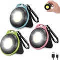 WORKPRO 3x Rechargeable COB Keychain Work Light Magnetic Flashlight w/Hat Clip