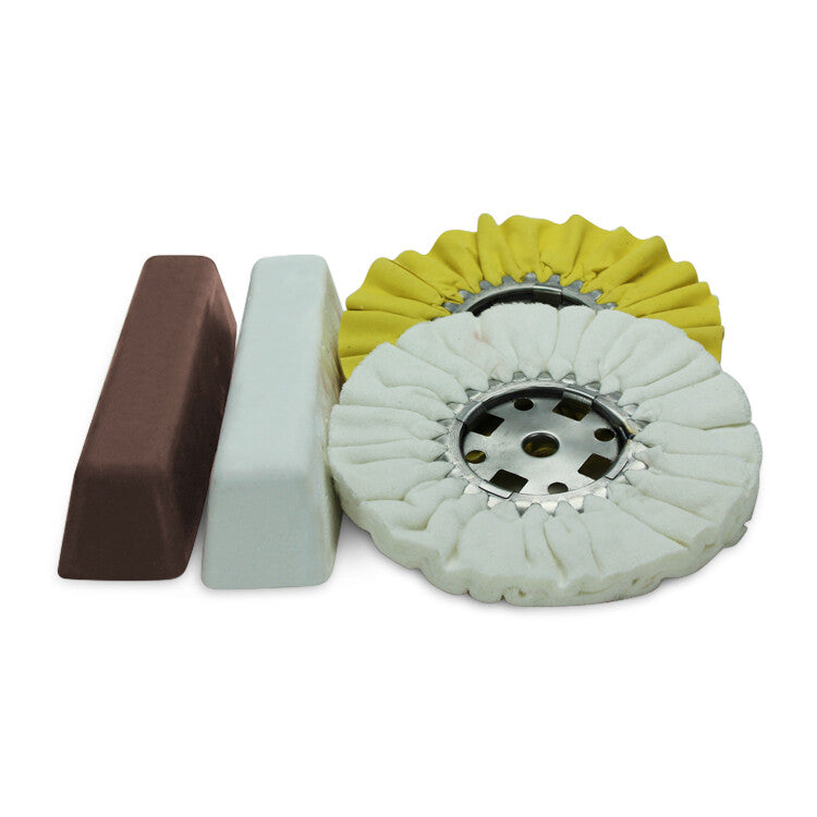 4 Pc Kit: 8” White & Yellow Airway Buffing Wheel and 2 Polishing