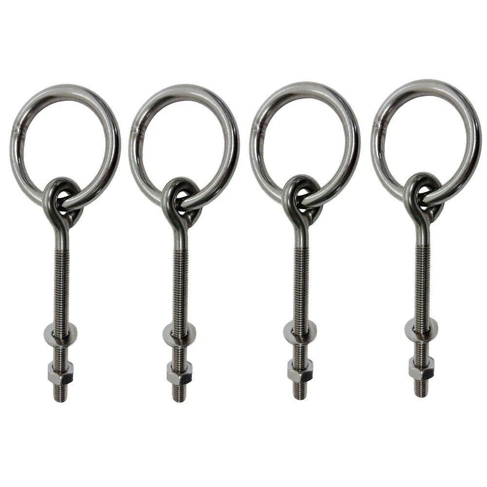 Stainless Steel T304 1/4" Shoulder Ring Eye Bolt,1-3/8" Diameter Bolt
