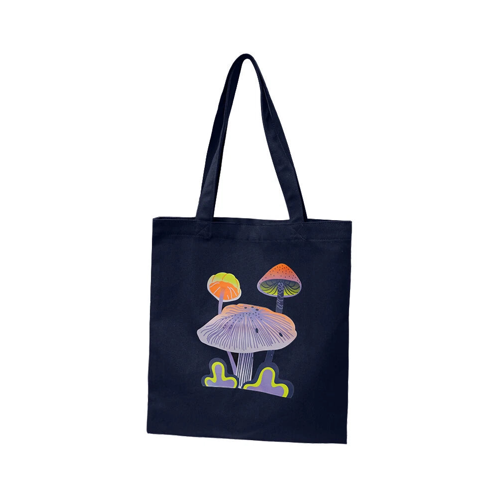 15"l X 16"h Economical Cotton Mushroom Tote Bag, Reusable Grocery