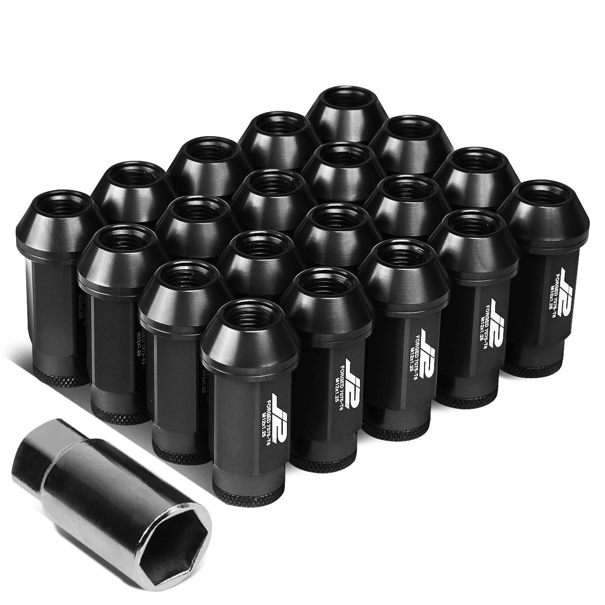 J2 7075 Forged Aluminum M12x1.25 5cm Open-end Lug Nuts Set W/adapter