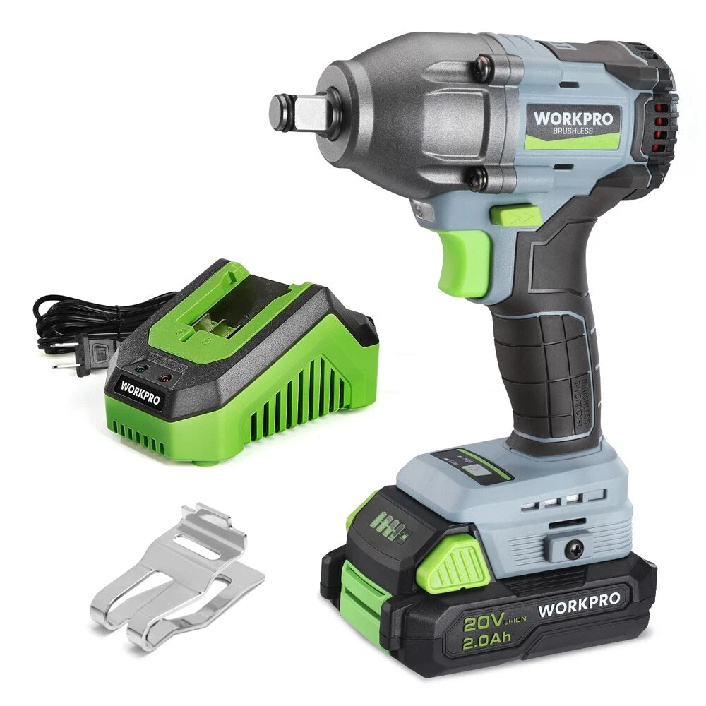 20V Cordless Impact Wrench Gun High Torque 370 Ft-lbs 500nm 1/2"