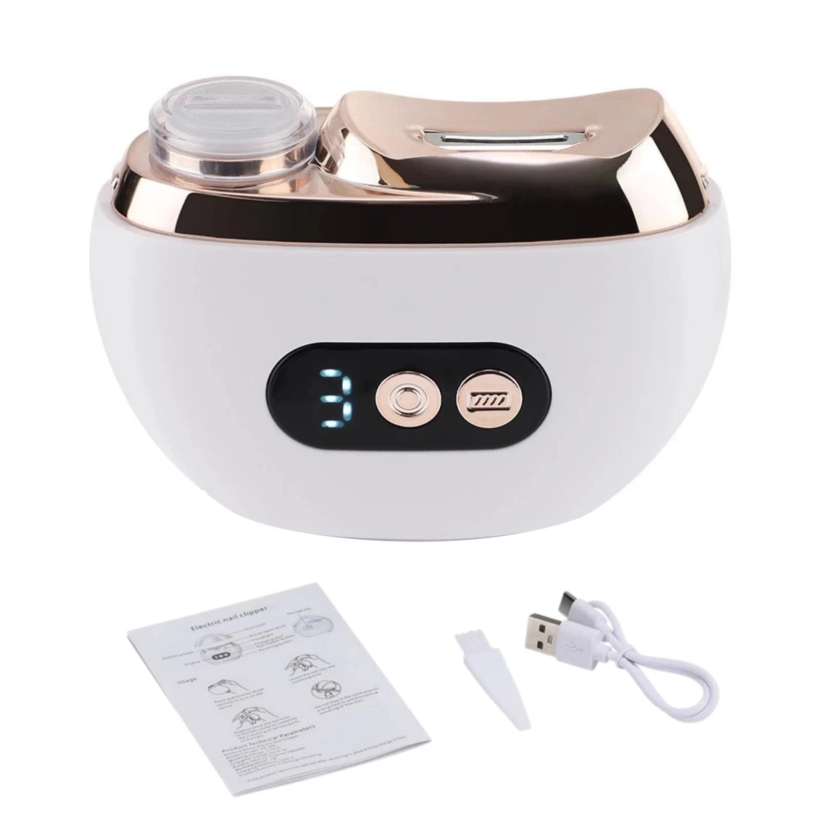 Rechargeable Electric Nail Clipper 45° Alloy Cutter 360° Grinding