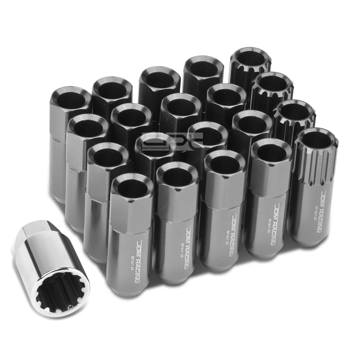 Aluminum Gun Metal 16 Lug+4 Lock Nut+adapter M12x1.25 20mm Od/60mm