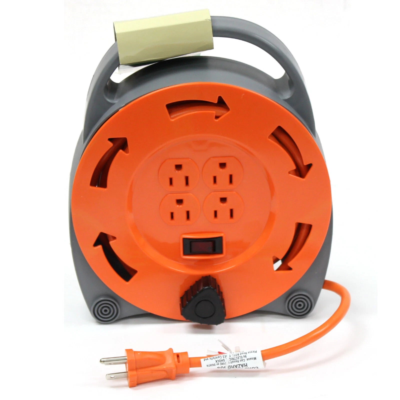 20ft Hand Wind Cord Reel Retractable Extension Cord 16/3 Awg W/4