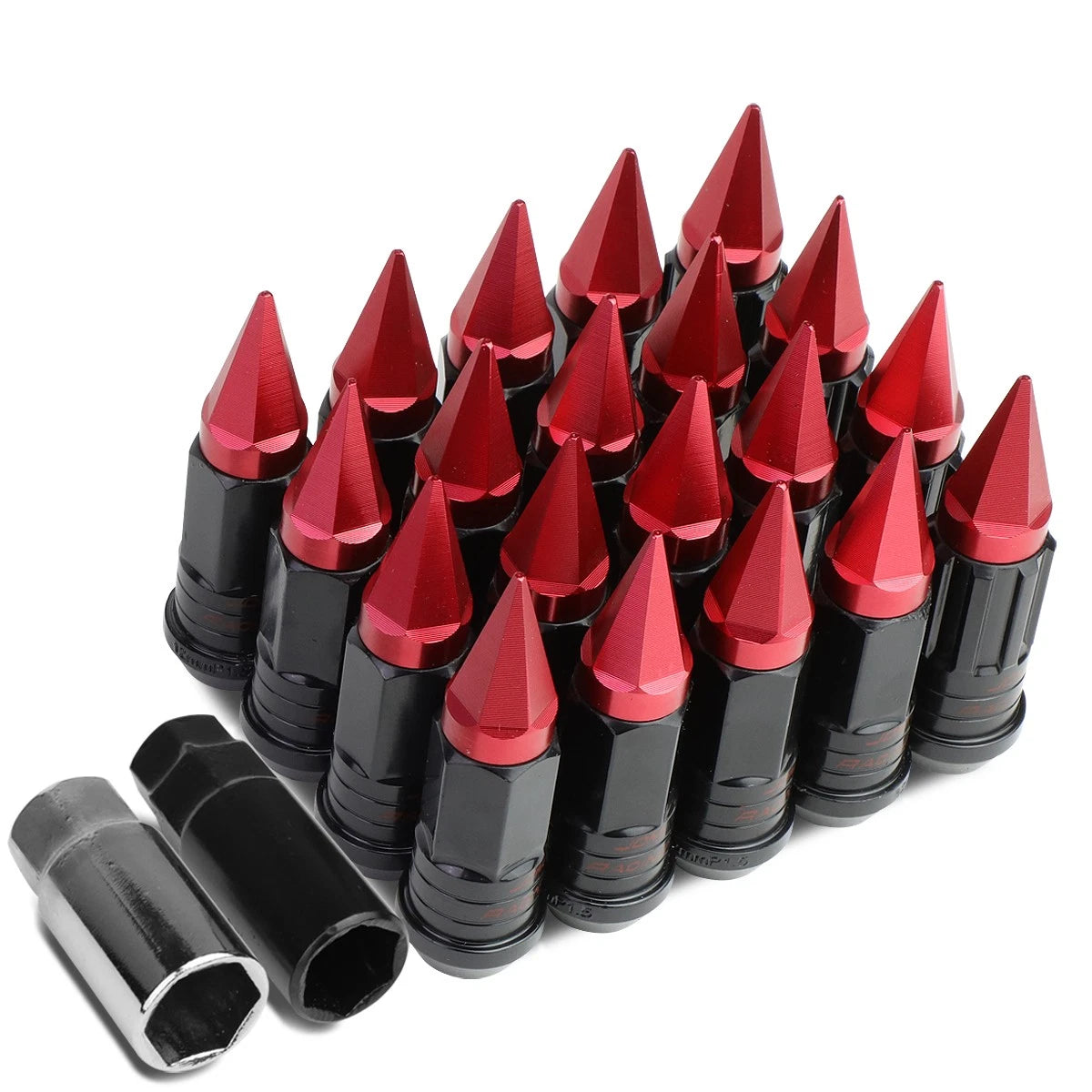 Spiked Cap Steel Red 16 Rim Lug+4 Lock Nuts+adapter | Built Supply Co